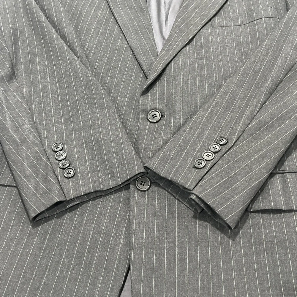 Brooks Brothers Blazer Mens 45 R Gray Pinstripe Jacket Business Made In the USA